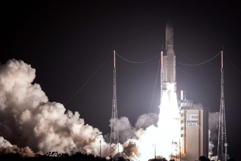 日歐聯合水星探測器19日在南美洲法屬圭亞那的庫魯太空中心成功發射。（圖源：AFP）