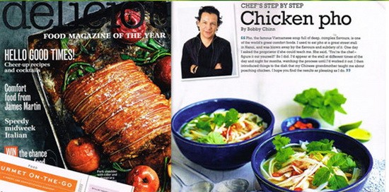 名廚鮑比‧秦在美食雜誌上推介越南牛肉粉和 傳授烹煮方法。