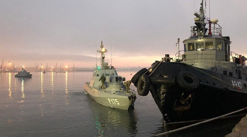 被俄邊防軍扣留的烏克蘭船隻。（圖源：互聯網）