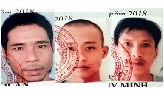 被通緝的3 名越獄囚犯阮維明(左)、阮文欣(中)及陳國軍。（圖源：公安機關提供）