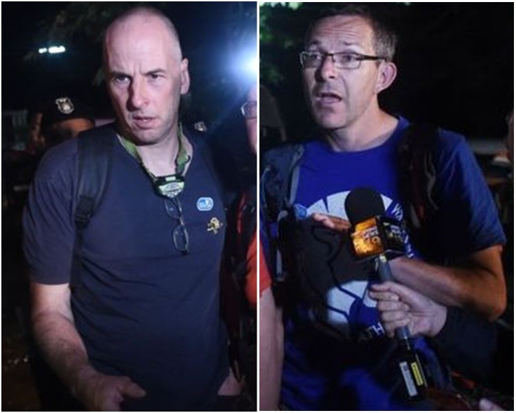 斯坦頓（左圖）和沃蘭頓（右圖）是今天7月泰國洞穴拯救行動中，率先發現「野豬」足球隊的蛙人，元旦將獲頒「喬治勳章」。（圖源：互聯網）