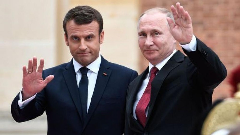 法國總統馬克龍與俄羅斯總統普京。（圖源：AFP）