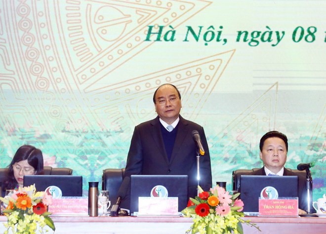 政府總理阮春福在會上發表指導意見。（圖源：越通社）