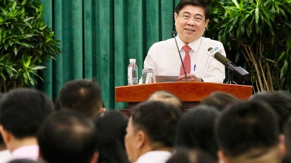市人委會主席阮成鋒在會上發表講話。（圖源：黃雄）