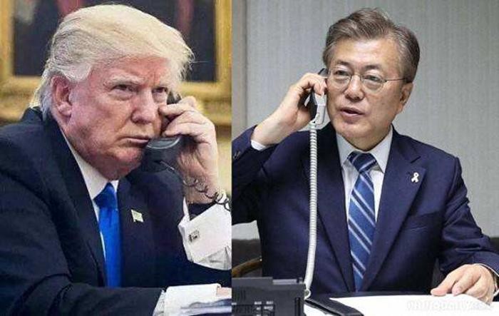 美國總統特朗普與韓國總統文在寅通電話討論了美朝領導人即將舉行的第二次會晤和朝鮮半島無核化等問題。（圖源：互聯網）