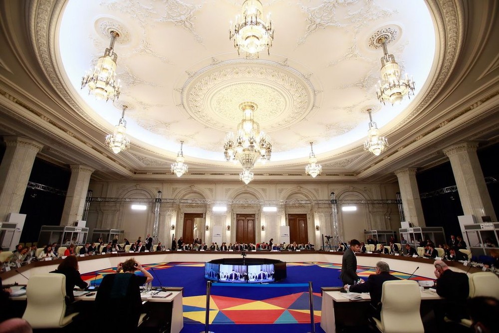 歐盟國家貿易部長非正式會議現場。（圖源：新華社）