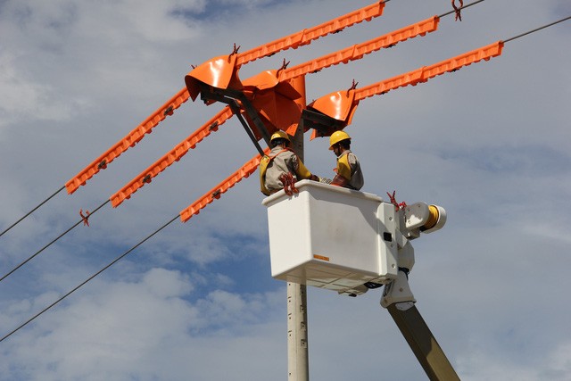 電力工人正維修電網。（圖源：互聯網）
