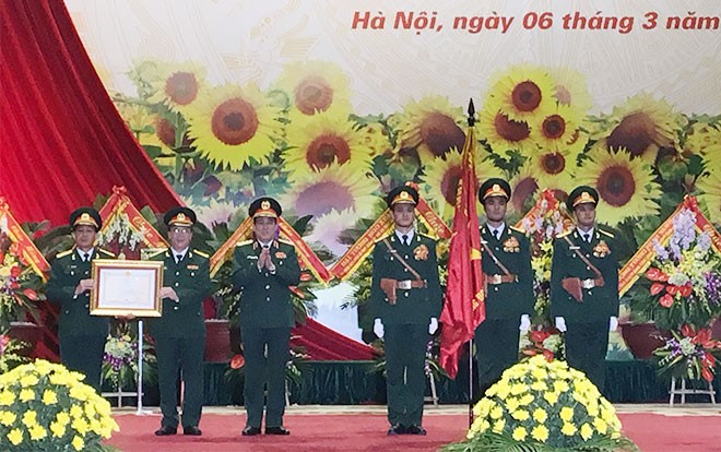國防工會處舉行的一等捍衛祖國勳章迎接儀式。（圖源：賢芳）