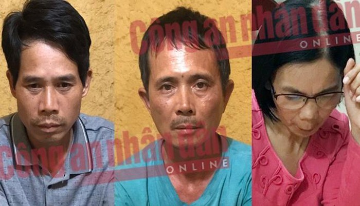被拘押並起訴的另3名嫌犯范文勇（左起）、琴文章及裴氏金秋。（圖源：人民公安報）