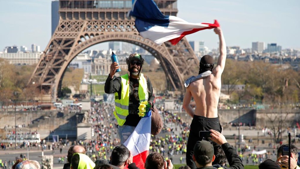 法國“黃背心”抗議運動第20周巴黎示威。（圖源：路透社）