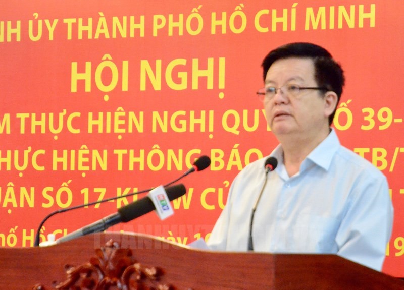 中央組織部副部長梅文政在會上發言。（圖源：市黨部新聞網）