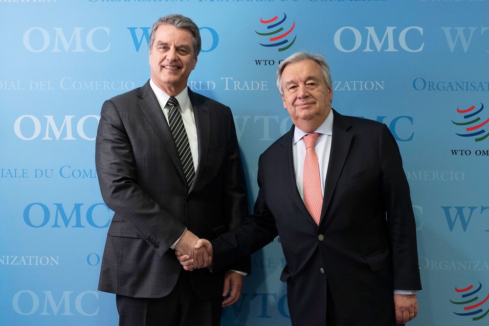 古特雷斯(左)和世界貿易組織總幹事在日內瓦。（圖源：聯合國）