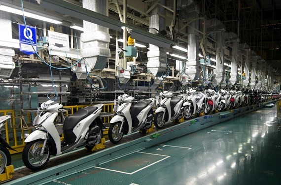 圖為越南本田公司的摩托車生產線。（圖源：Y.H）