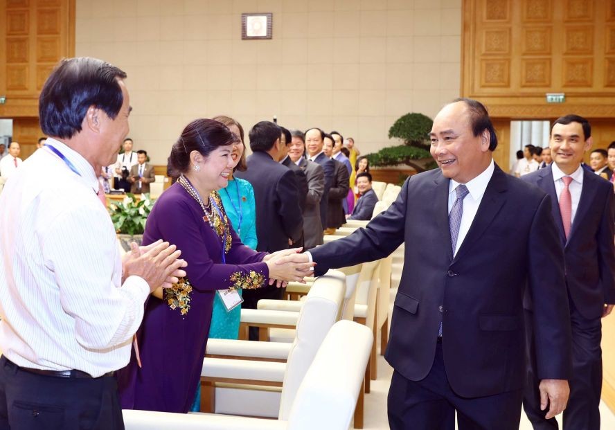 阮春福總理接見私營企業代表。（圖源：越通社）