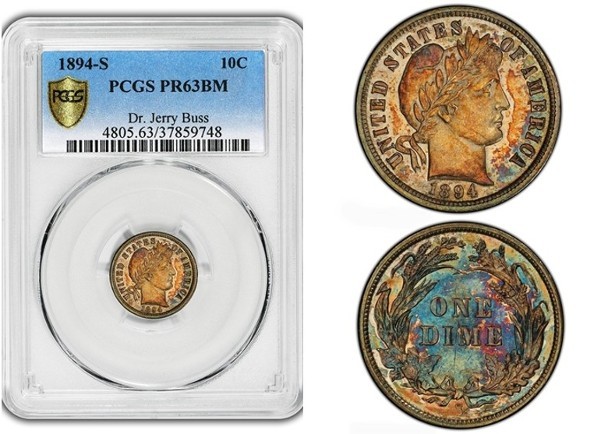 1894-S巴伯10美分硬幣，極為稀有。（圖源：互聯網）