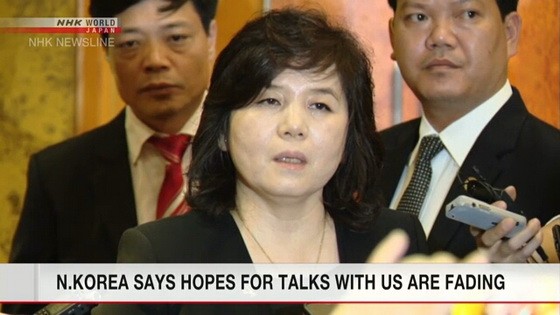 朝鮮外務省第一副相崔善姬8月31日發表聲明稱，重啟朝美工作層磋商變得更加困難，並警告美國最好不要再試探朝鮮的耐心。（圖源：NHK World）