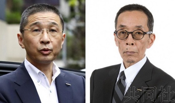 日產汽車公司社長兼首席執行官西川廣人(左)和首席運營官山內康裕。（圖源：共同社）
