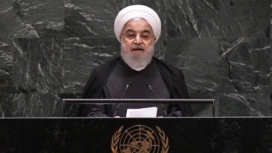 伊朗總統魯哈尼在第74屆聯合國大會一般性辯論上發言。（圖源：新華社）
