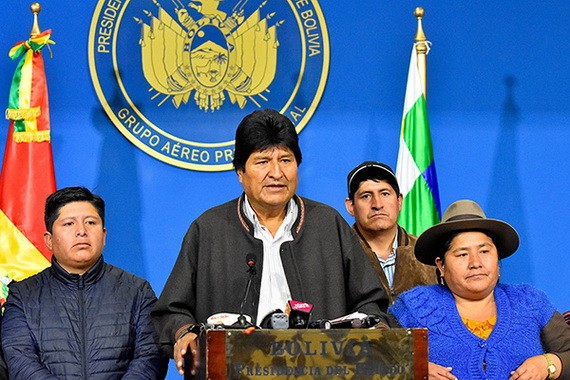玻利維亞總統莫拉萊斯發表聲明宣佈辭職。（圖源：互聯網）