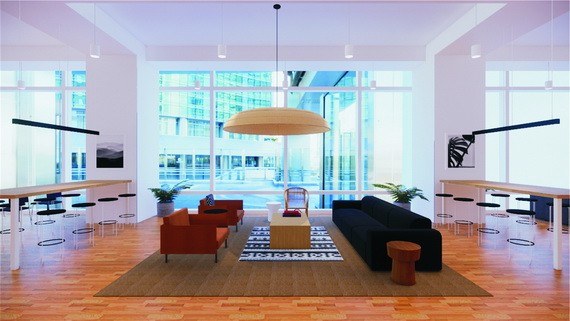 室內設計別樹一幟的辦公室可眺望室外的美景，特別是光線充足。