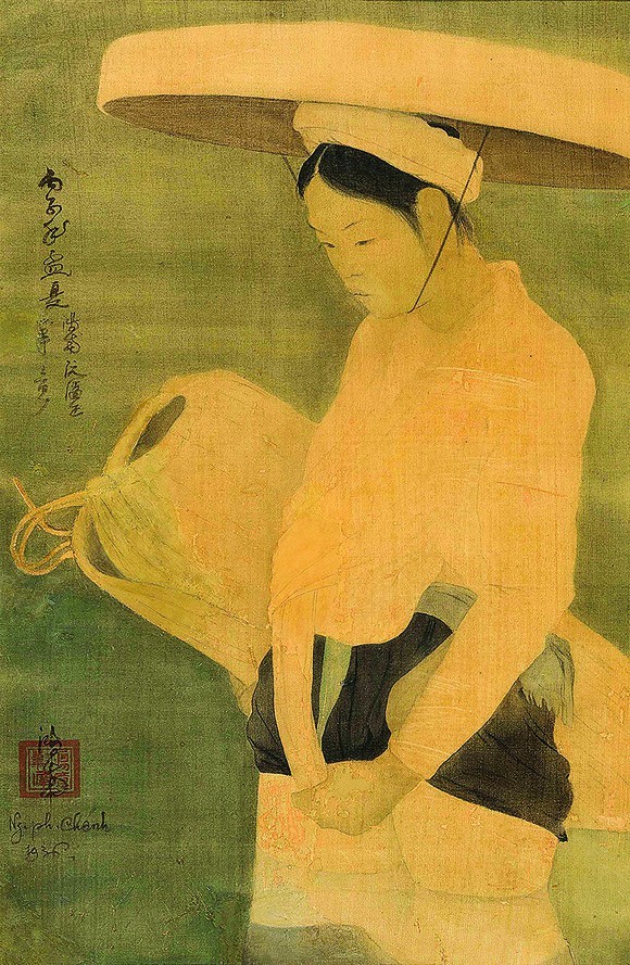 阮潘政的《稻田婦女》畫作預估價高昂。