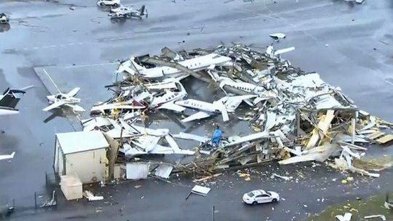 當地機場受損嚴重。（圖源：互聯網）