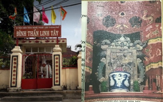 左圖為事發的鈴西神亭，右圖為被盜竊的珍貴古畫。（圖源：木棉）
