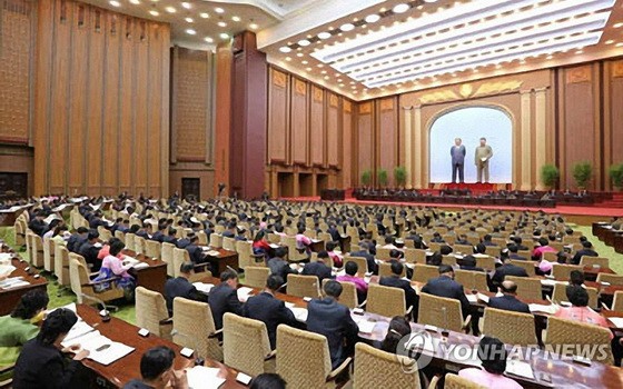 圖為朝鮮第十四屆最高人民會議第三次會議現場照。（圖源：韓聯社/朝中社）