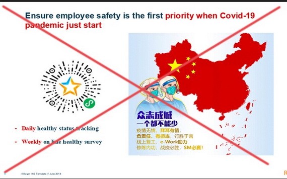 越南Bayer公司在內部分享的資料中附有“九段線”地圖。（圖源：越南Bayer）