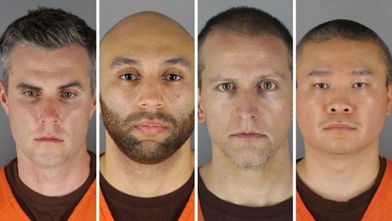 跪殺黑人案四名涉事警察。（圖源：互聯網）