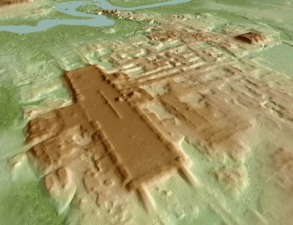 圖為墨西哥塔巴斯戈州阿瓜達芬尼克斯瑪雅文明古遺址三維圖像。（圖源：互聯網）