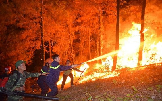 職能力量在火警現場致力滅火，控制火勢。（圖源：辛琪）