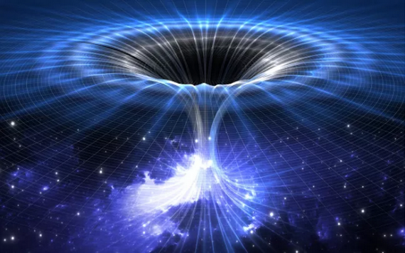 在電腦模型中，研究人員分析了5倍太陽品質的黑洞與200倍太陽品質的蟲洞之間的交互作用，蟲洞入口直徑是黑洞直徑60倍，黑洞可穩定穿越蟲洞。最終模擬結果表明，在黑洞進入和離開蟲洞的過程中，會出現迄今未探測過的引力信號。（圖源：互聯網）