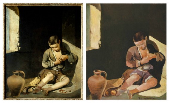 西班牙畫家的作品與被冒認是蘇玉雲畫家的畫作。