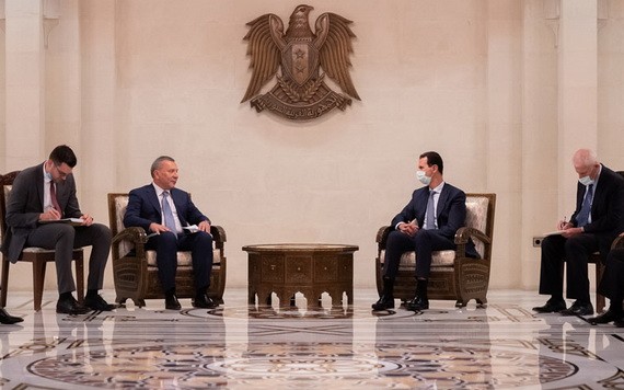 俄羅斯副總理鮑里索夫與敘利亞總統巴沙爾舉行會談。（圖源：SANA）