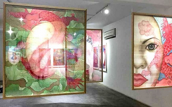阮氏珠江的《 我內心》帛畫系列。