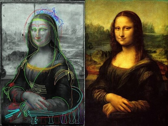 《蒙娜麗莎》（右）與其草圖（左）截然不同。（圖源：互聯網）
