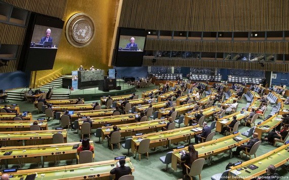 聯合國大會全體會議現場。（圖源：AP）