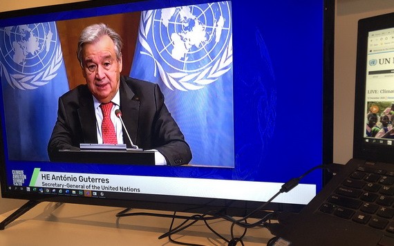 聯合國秘書長古特雷斯在氣候雄心峰會上致辭。（圖源：聯合國）