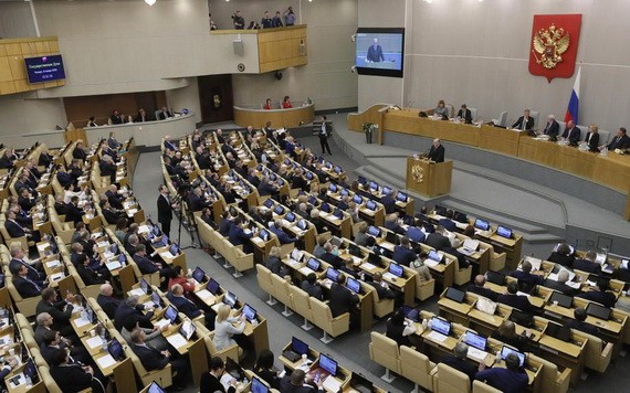 俄羅斯國家杜馬全體會議現場。（圖源：EPA）