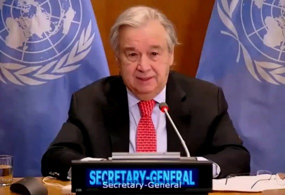 聯合國秘書長古特雷斯在會上致詞。（圖源：Getty Images）