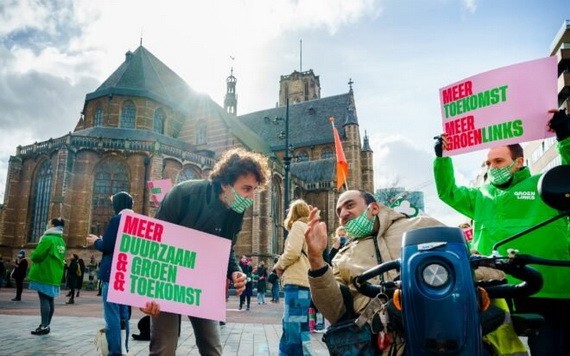 荷蘭綠黨在該國大選中發佈了氣候警報，作為其競選活動的一部分。（圖源：AFP）