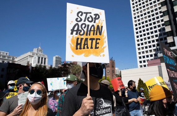 美三藩市舉行反對歧視亞裔的集會。（圖源：互聯網）