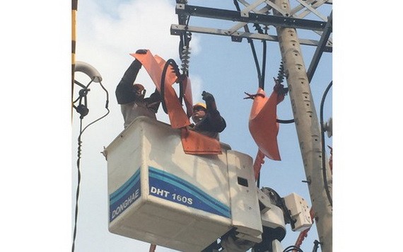 市電力總公司員工正在修繕電網。