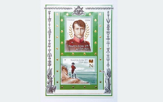 今年是一代梟雄拿破崙逝世2百周年，法國17日正式發行一套2張的紀念郵票。（圖源：互聯網）