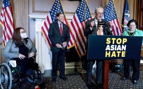 當地時間22日，美國參議院表決通過反亞裔仇恨犯罪法案。（圖源：AP）