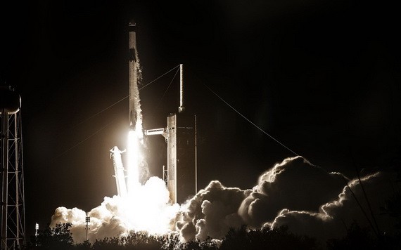 圖為獵鷹9號火箭4月23日發射成功。（圖源：SpaceX）