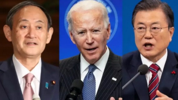 日美韓三國領導人。（圖源：互聯網）