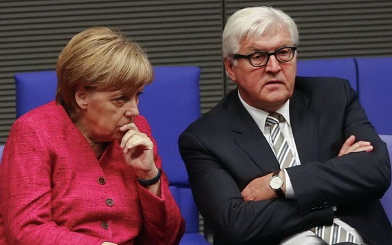 德總理默克爾（左）和施斯泰因邁爾是NSA監聽目標。（圖源：Getty Images）