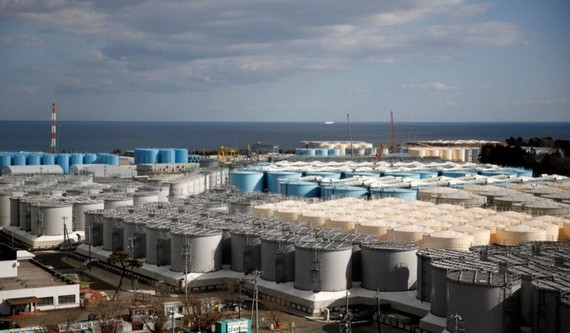 福島第一核電站內儲存廢水的水缸。（圖源：路透社）